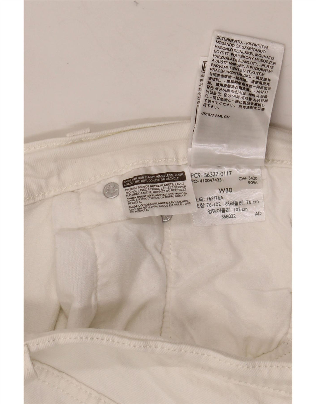 LEVI'S Pantaloncini di jeans 501 da donna W30 Cotone bianco medio