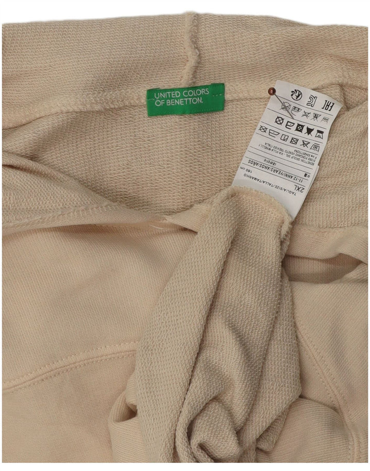 Felpa con cappuccio per ragazze Benetton 11-12 anni 2XL cotone bianco sporco