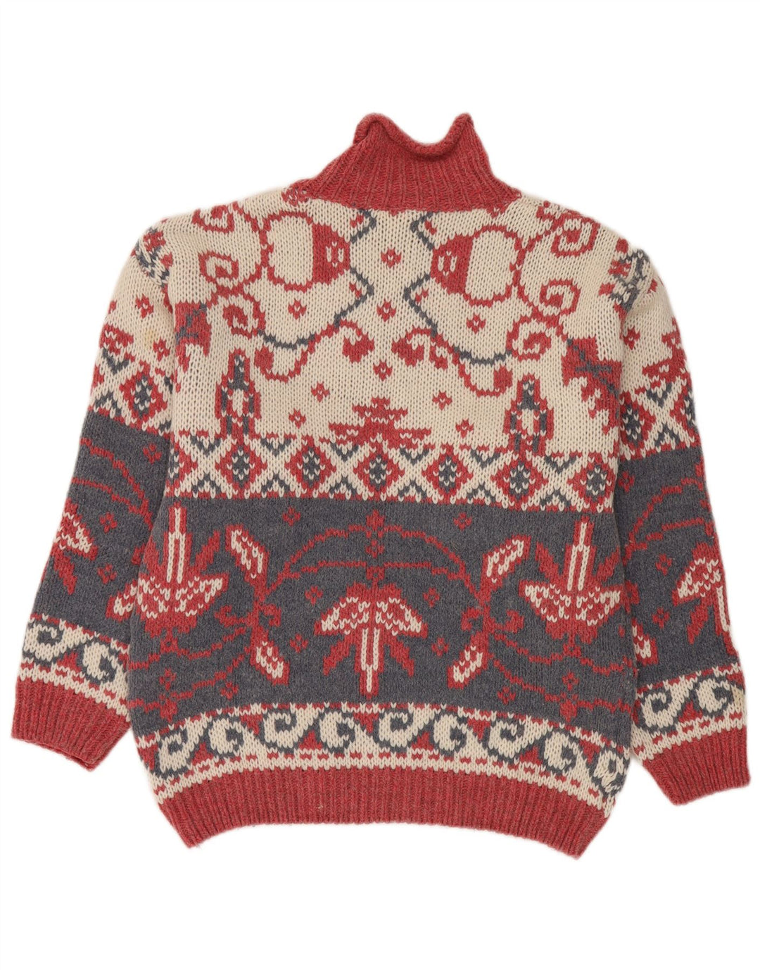 Maglione vintage da donna con collo dolcevita UK 16 grande multicolore