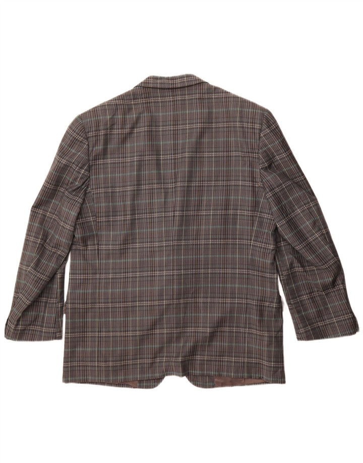 Gianluca Lorenzi Giacca Blazer da Uomo a 2 Bottoni IT 56 3XL Lana a quadri Grigia