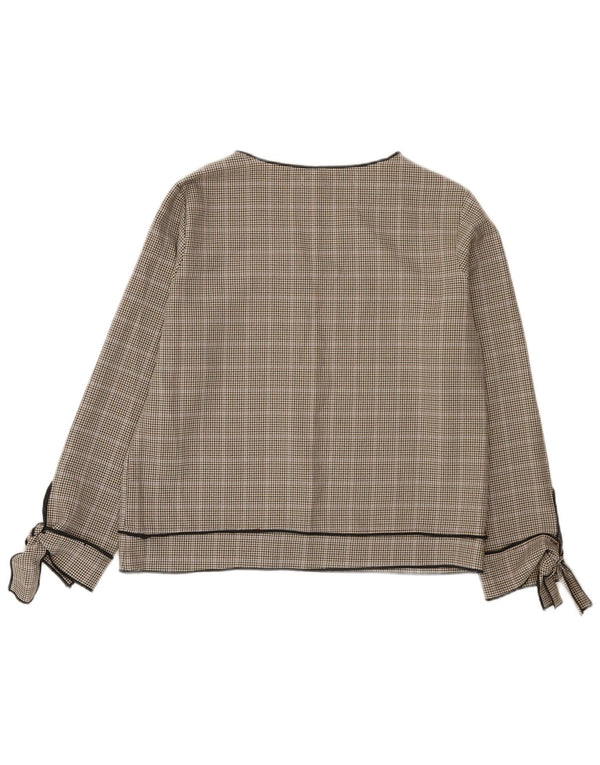 Camicetta a maniche lunghe da donna Zara UK 10 piccolo grigio pied de poule
