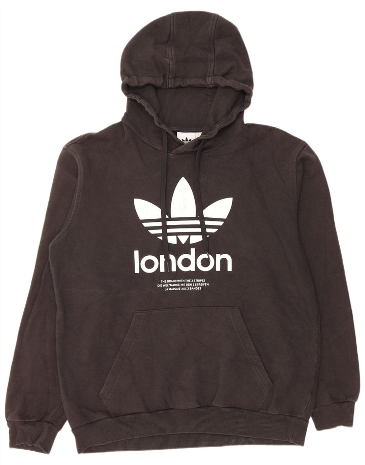 ADIDAS Mens Graphic Hoodie Jumper Medium Black Cotton