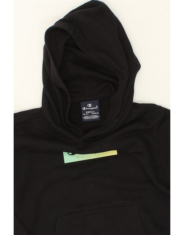 CHAMPION Boys Graphic Hoodie Jumper 7-8 Years Small Black Vintage Champion and Second-Hand Champion from Messina Hembry 