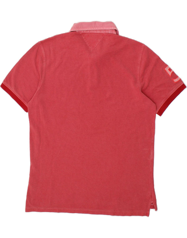 TOMMY HILFIGER Polo da uomo slim fit tinta in capo 2XL cotone rosso