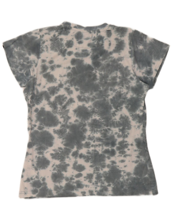 T-shirt grafica da donna Ellesse Top UK 12 Cotone tie dye grigio medio