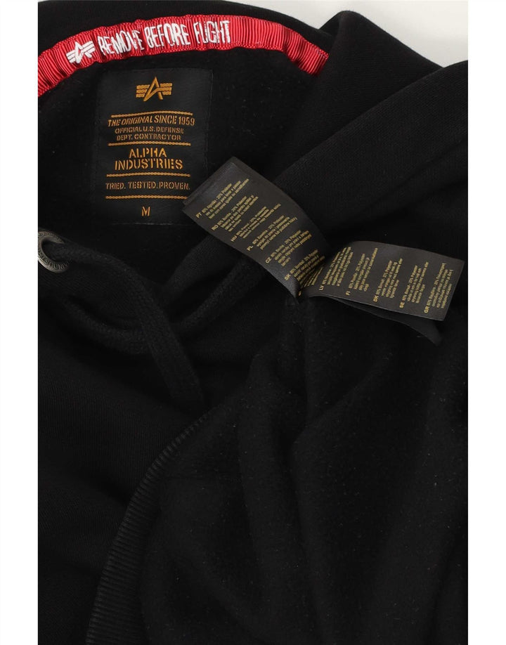 Felpa con cappuccio grafica da uomo Alpha Industries in cotone nero medio