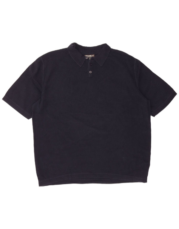 EDDIE BAUER Maglione alto da uomo a maniche corte con collo a polo XL Blu navy