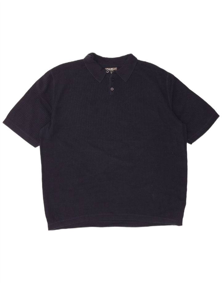 EDDIE BAUER Maglione alto da uomo a maniche corte con collo a polo XL Blu navy