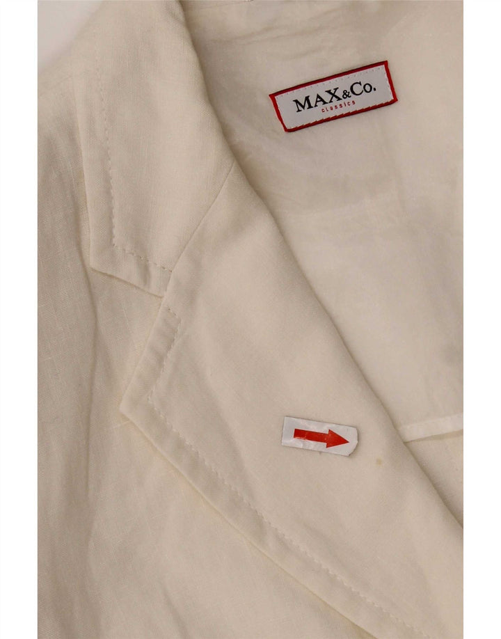Max & Co. Giacca blazer da donna a 3 bottoni UK 8 piccola in lino bianco
