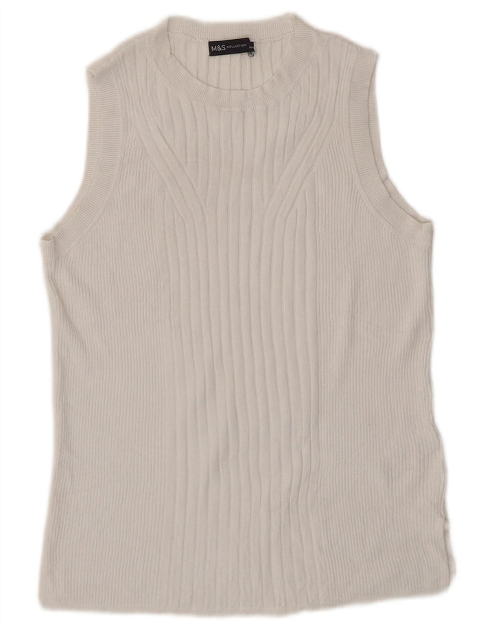 Canotta da donna Marks & Spencer UK 14 grande in viscosa bianca
