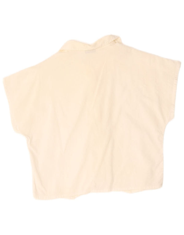 Cacharel Donna Crop Manica Corta Camicia Camicetta UK 14 Medio Bianco