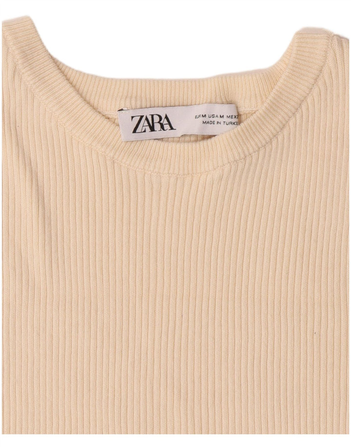 T-shirt corta da donna Zara UK 12 beige medio