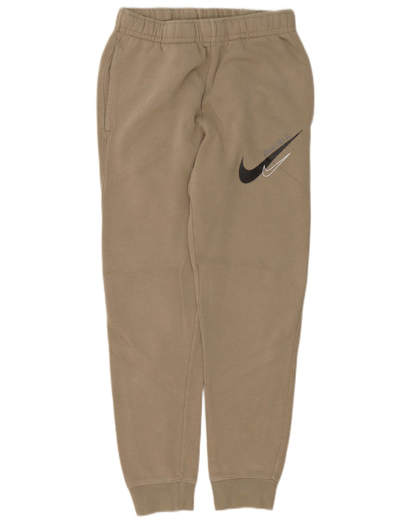 Pantaloni da tuta con grafica Nike da donna, pantaloni da jogging UK 4 XS, cotone beige