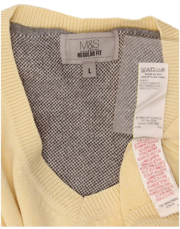 MARKS & SPENCER Maglione da uomo con scollo a V vestibilità regolare grande cotone beige
