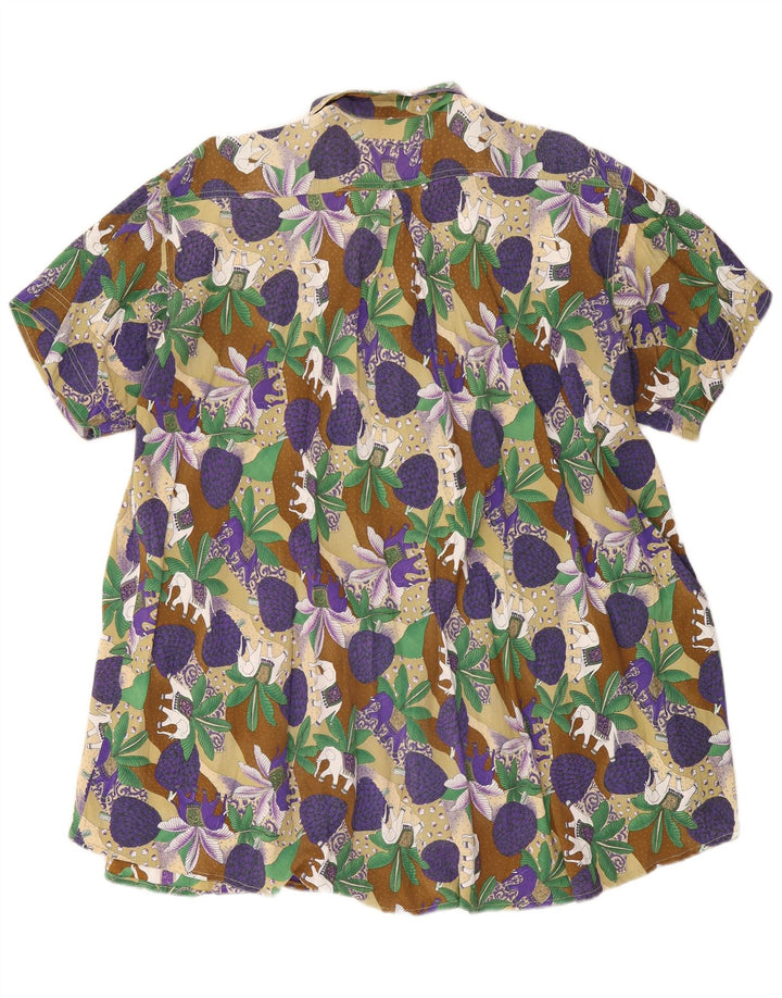 Camicetta vintage da donna a maniche corte IT 46 grande multicolore