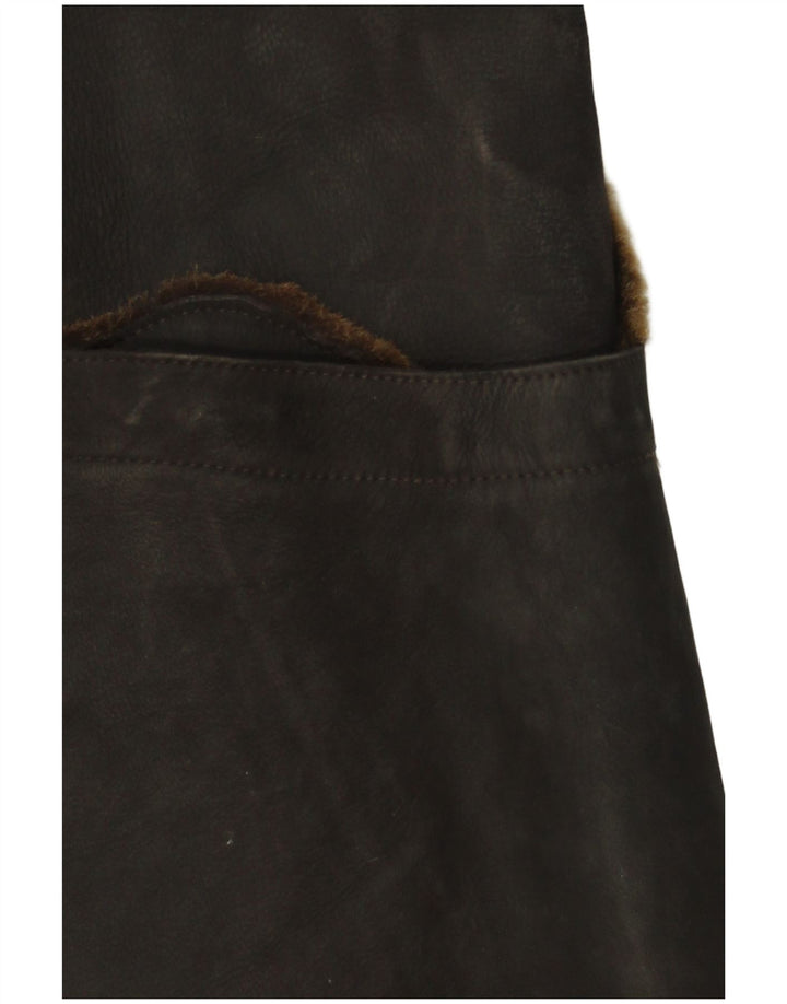 Soprabito in pelle scamosciata da donna VINTAGE UK 16 grande marrone