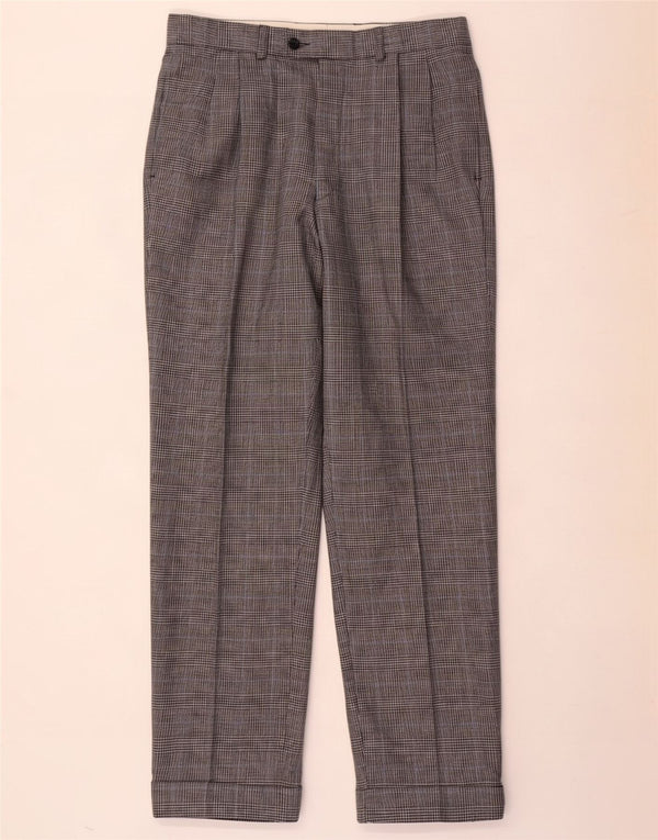 Pantaloni da abito con pegging Marks & Spencer da uomo St. Michael W32 L31 a quadri grigi