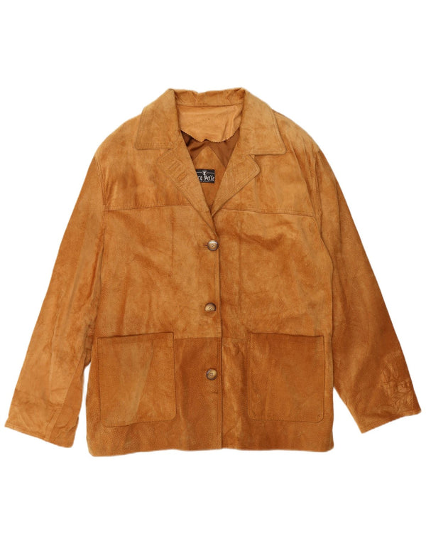 Giacca da donna oversize in pelle scamosciata Vera Pelle IT 48 XL Pelle Beige