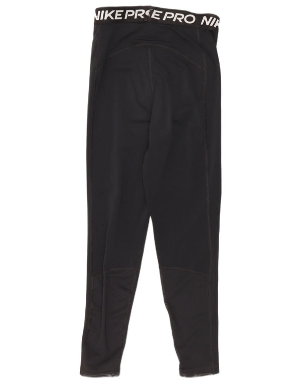 Nike Womens Dri Fit Crop Graphic Leggings UK 8 Small Black Polyester