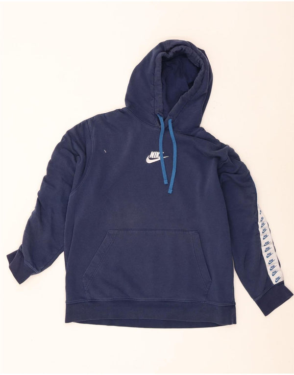 Felpa con cappuccio grafica Nike da uomo, grande, in cotone color block blu navy