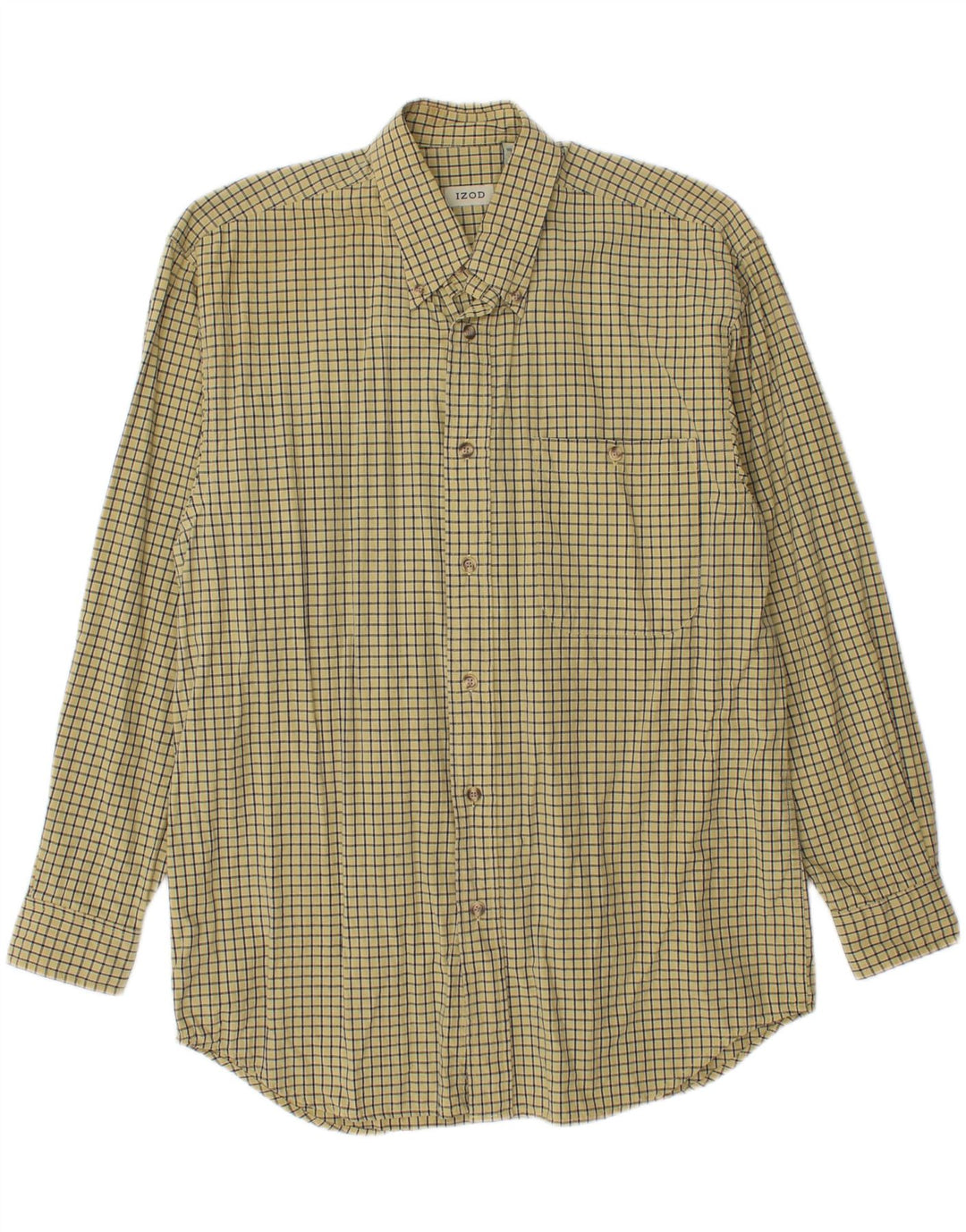 IZOD Mens Shirt Medium Yellow Check Cotton Vintage Izod and Second-Hand Izod from Messina Hembry 