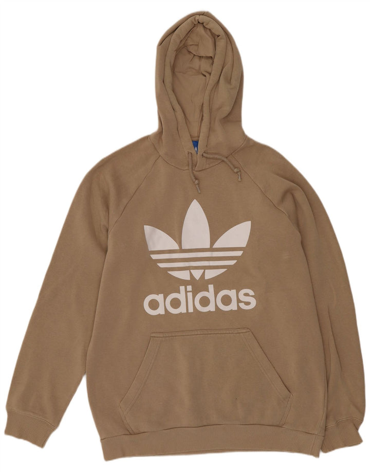Felpa con cappuccio grafica da uomo Adidas in cotone beige medio