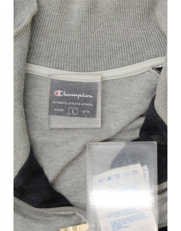 Giacca da tuta da uomo Champion, grande, in cotone color block grigio