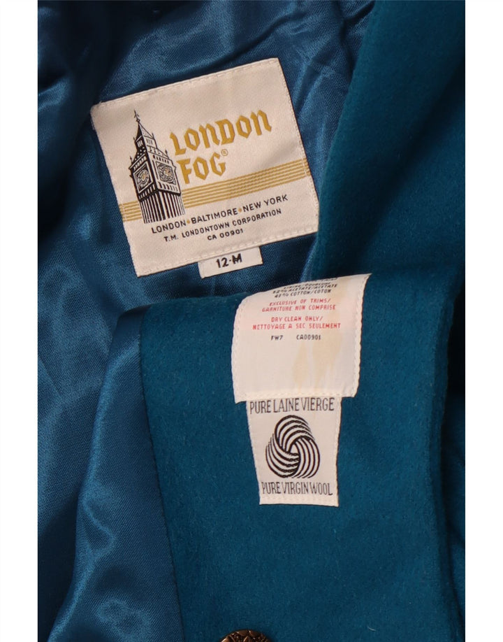 LONDON FOG Cappotto doppiopetto da donna US 12 Large Blue Wool