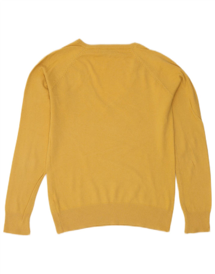 Maglione maglione con scollo a V da donna Zara UK 12 cotone giallo medio