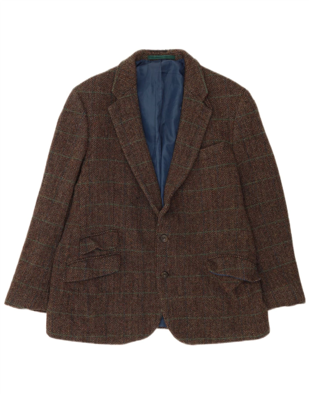 Giacca blazer a 2 bottoni Marks & Spencer da uomo UK 44 2XL lana a quadri marrone
