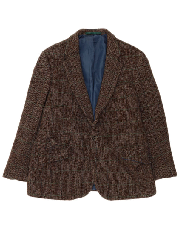 Giacca blazer a 2 bottoni Marks & Spencer da uomo UK 44 2XL lana a quadri marrone