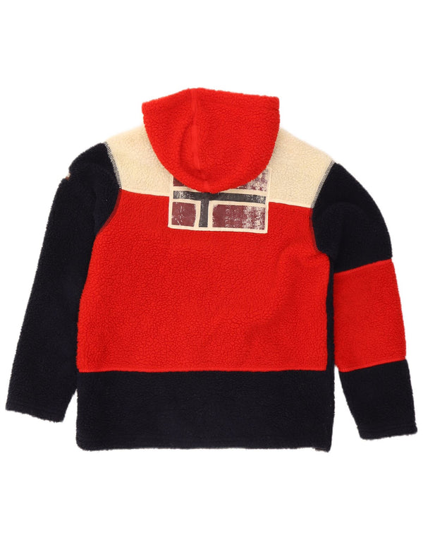 Giacca in pile con cappuccio da uomo Napapijri UK 34 XS Poliestere color block nero