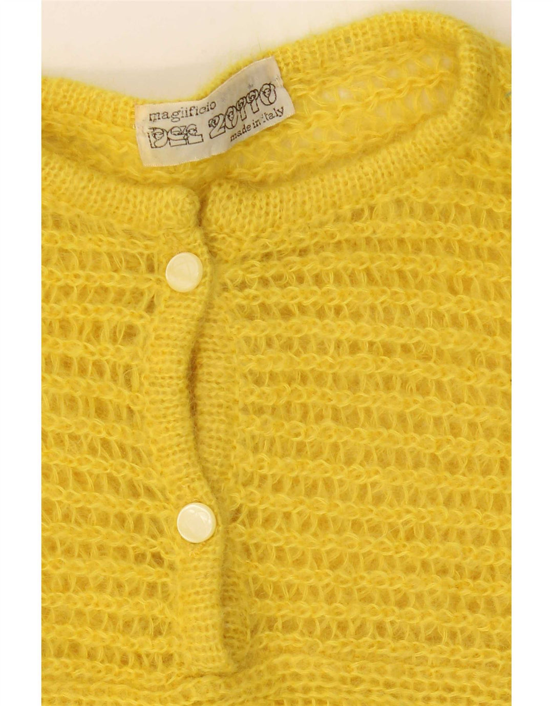 Maglione vintage da donna con collo a bottoni UK 18 XL Giallo