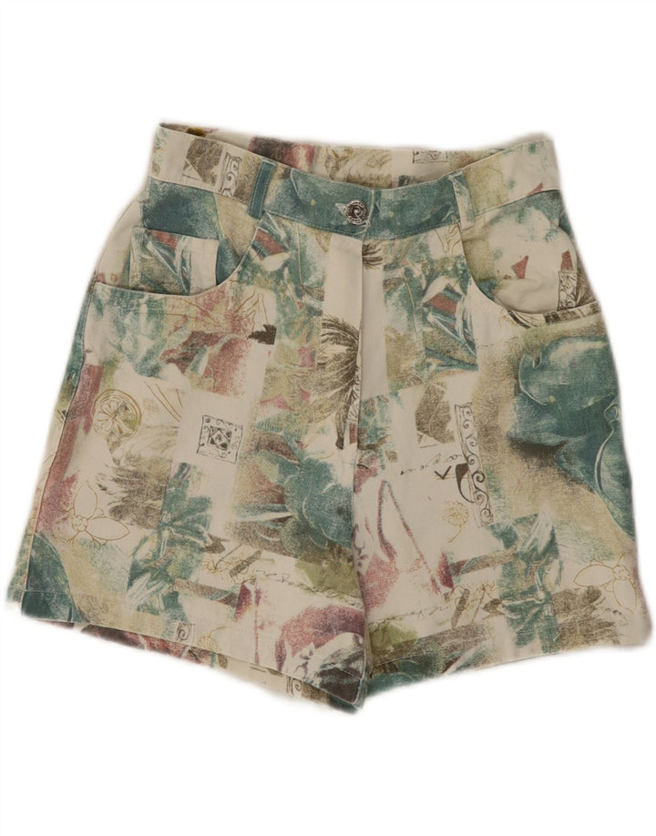 Pantaloncini casual vintage da donna UK 12 medi W26 multicolore floreale