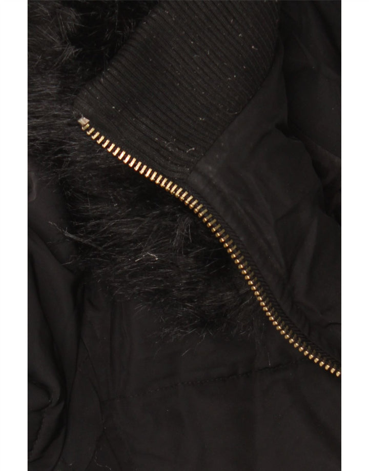 Cappotto imbottito con cappuccio da donna Laura Ashley UK 12 medio poliestere nero