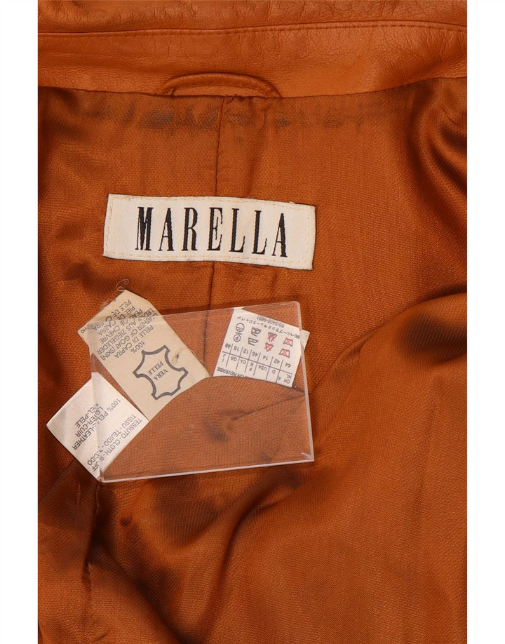 Giacca in pelle da donna Marella UK 16 grande in pelle marrone