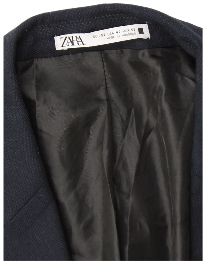 Giacca blazer da uomo a 1 bottone Zara EU 52 grande poliestere blu navy