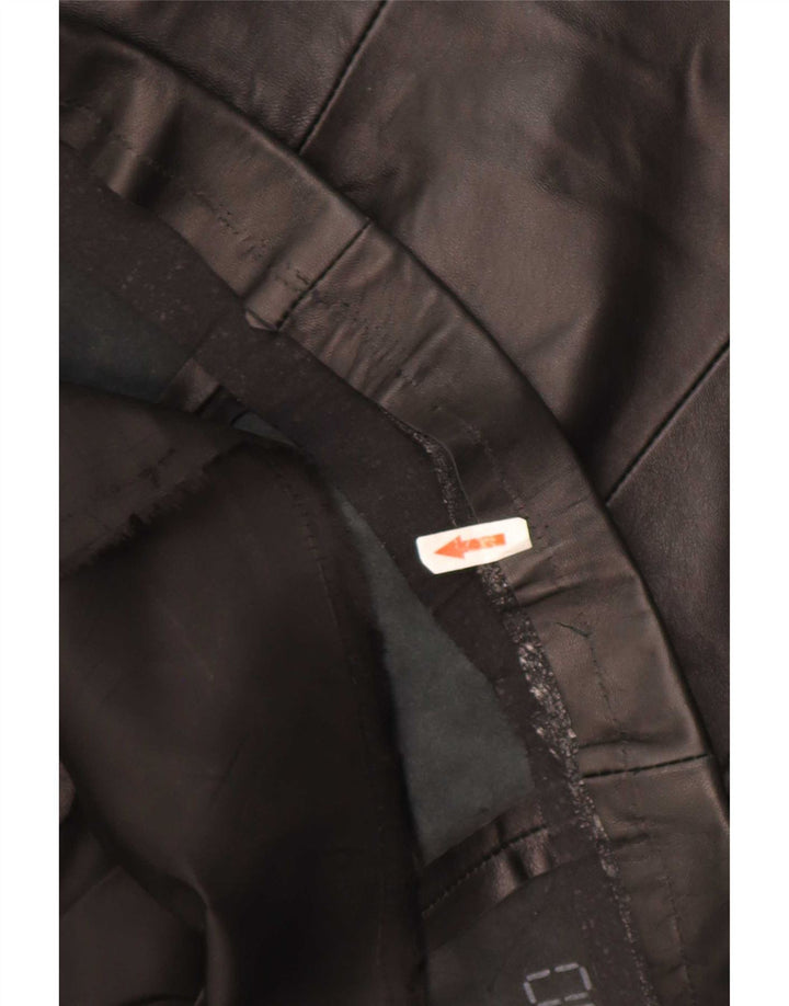 Giacca in pelle vintage da donna UK 14 grande nera