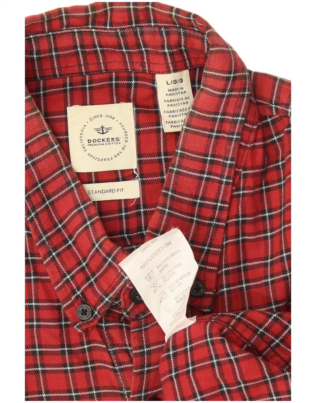 Camicia da uomo in flanella vestibilità standard Dockers, cotone a quadri rossi grandi
