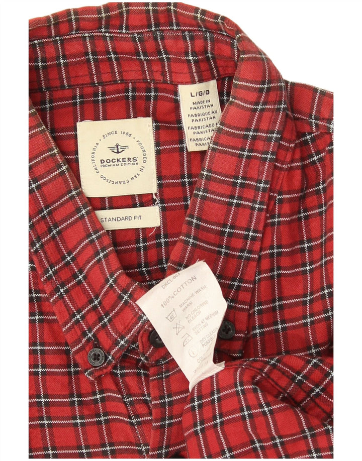 Camicia da uomo in flanella vestibilità standard Dockers, cotone a quadri rossi grandi