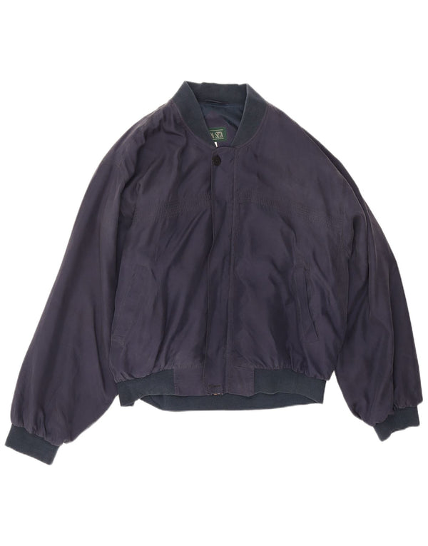 Giubbotto bomber vintage da uomo UK 44 2XL seta blu navy