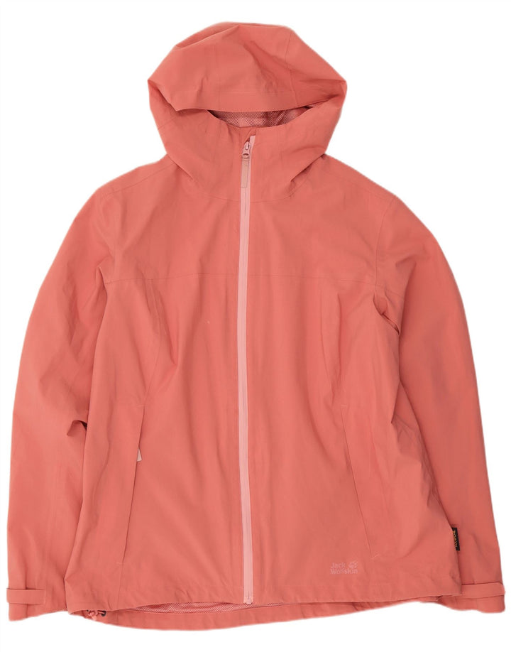 Giacca antipioggia con cappuccio da donna Jack Wolfskin UK 18 XL poliestere rosa