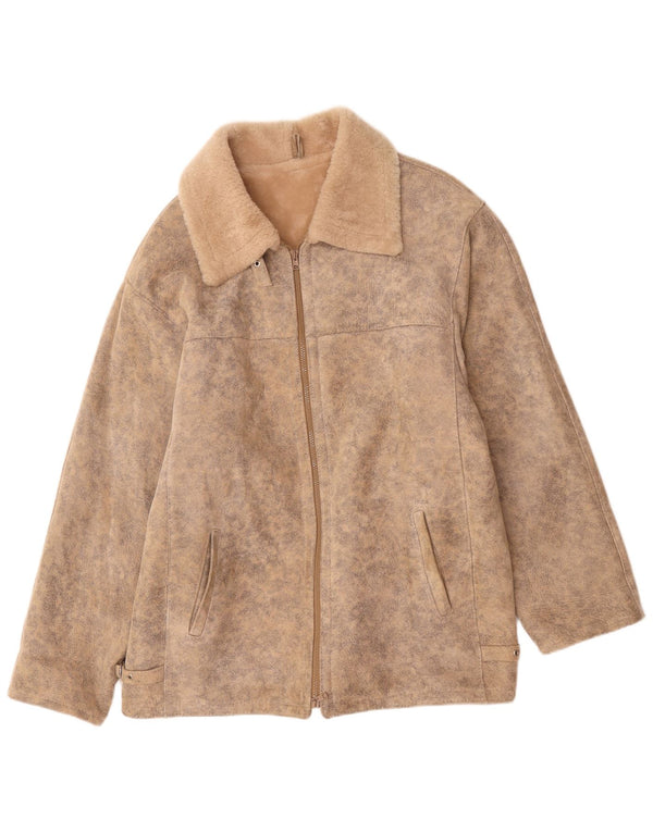 Giacca in shearling vintage da uomo UK 42 XL Beige screziato