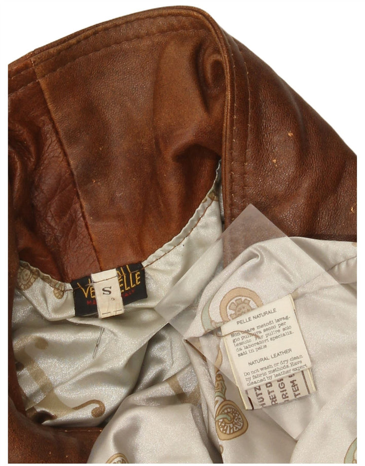 Giacca oversize da donna vintage con maniche a 3/4 UK 10 piccola marrone