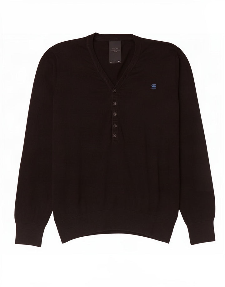 Maglione da uomo con scollo a V G-Star XL in cotone nero