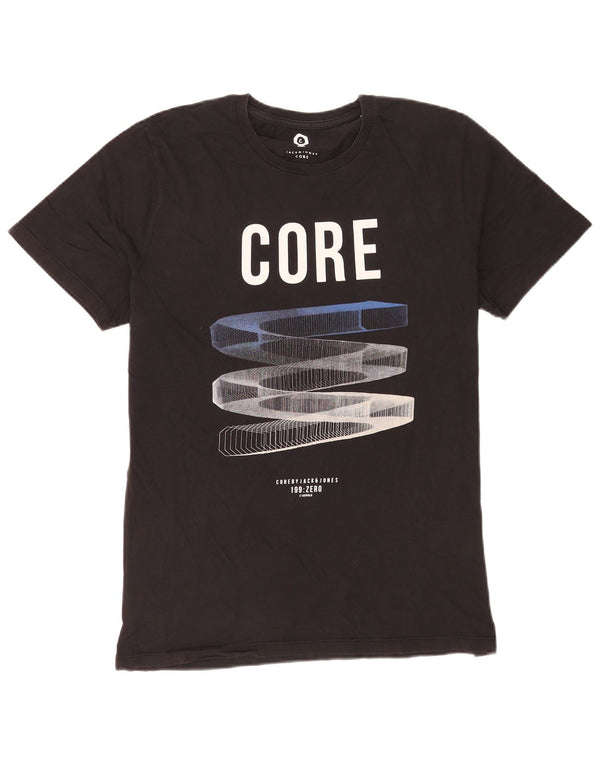 Jack & Jones T-shirt grafica da uomo grande in cotone nero
