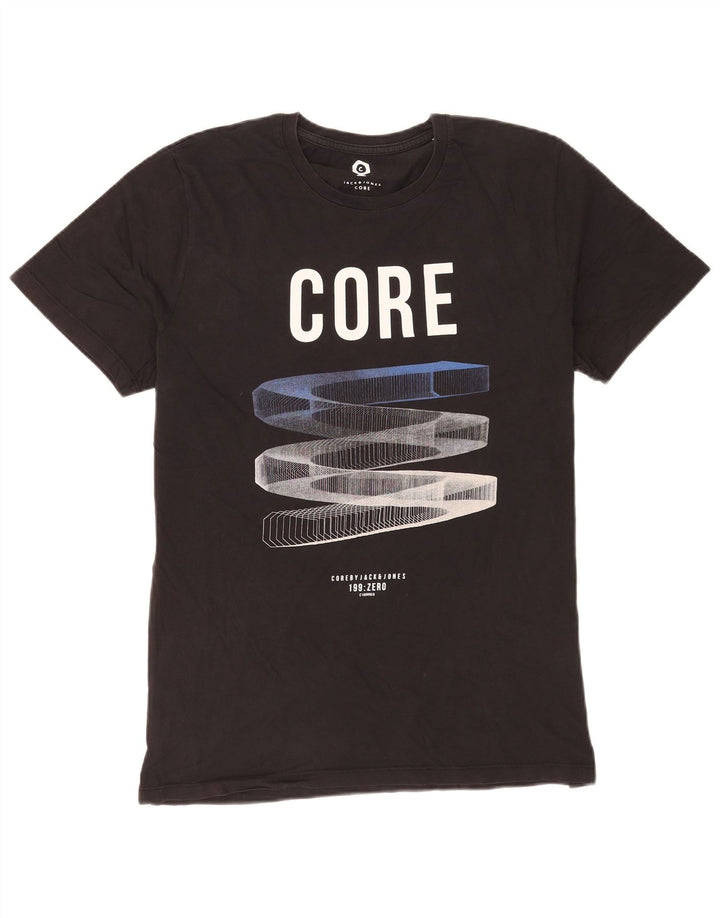 Jack & Jones T-shirt grafica da uomo grande in cotone nero