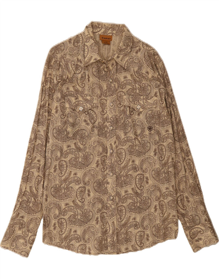 ARIAT Mens Shirt Large Beige Paisley Cotton Vintage Ariat and Second-Hand Ariat from Messina Hembry 
