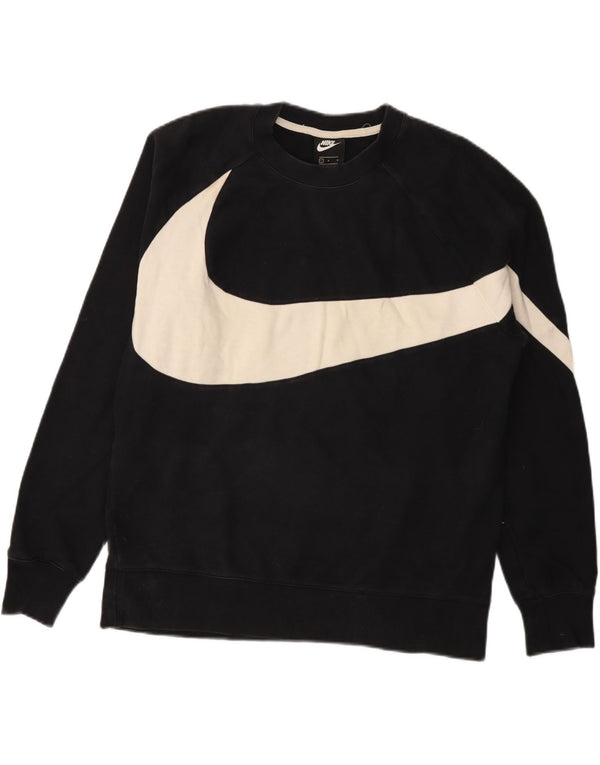 Felpa grafica Nike da uomo, maglione grande, cotone nero