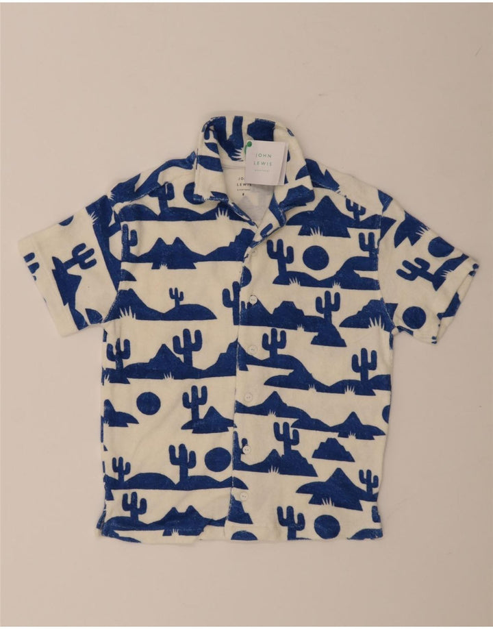 Camicia a maniche corte da bambino con motivo astratto John Lewis 7-8 anni in cotone bianco